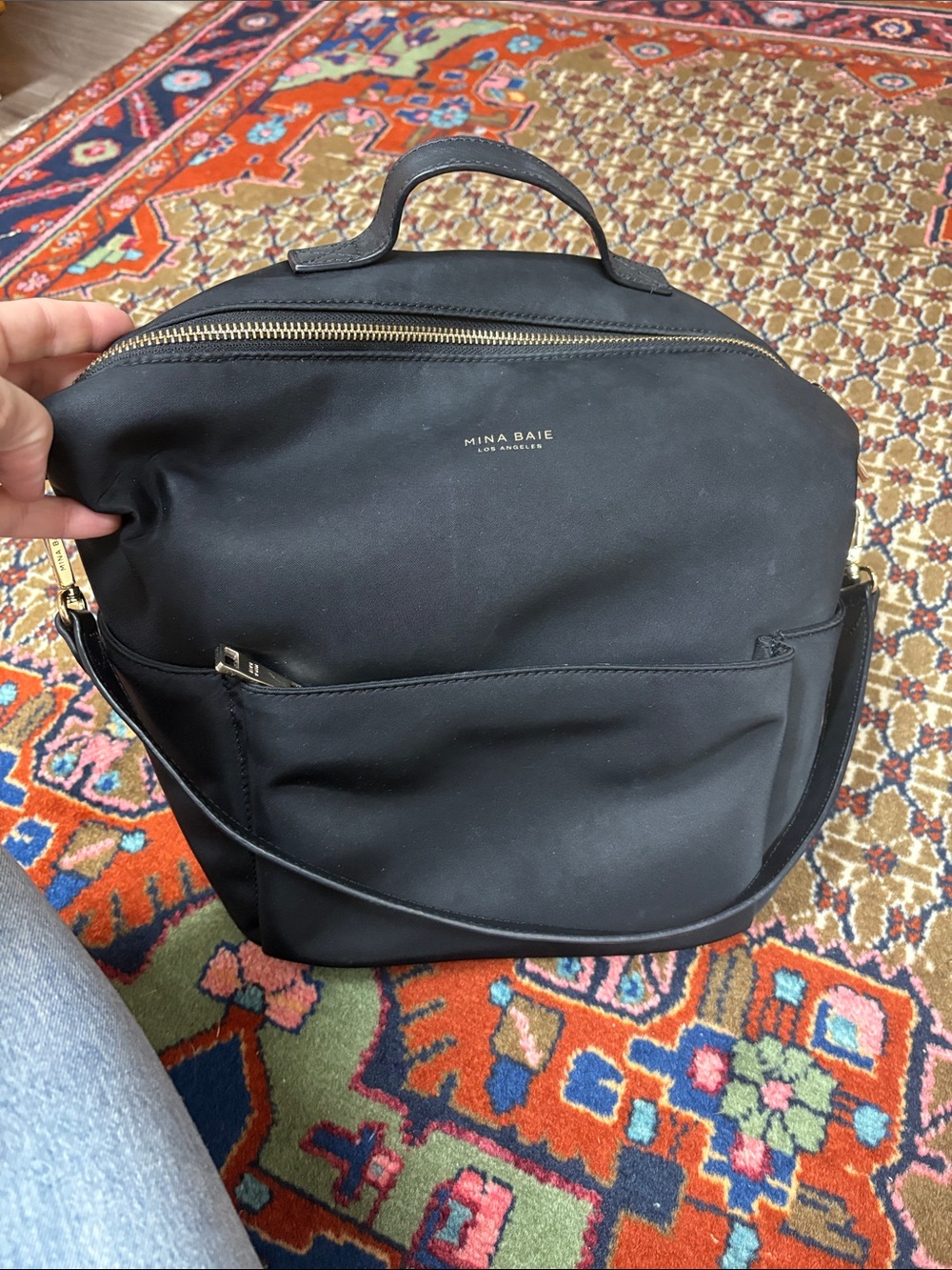 Mina Baie Black Women's Baby Backpack - Sleek Everyday Nappy Bag